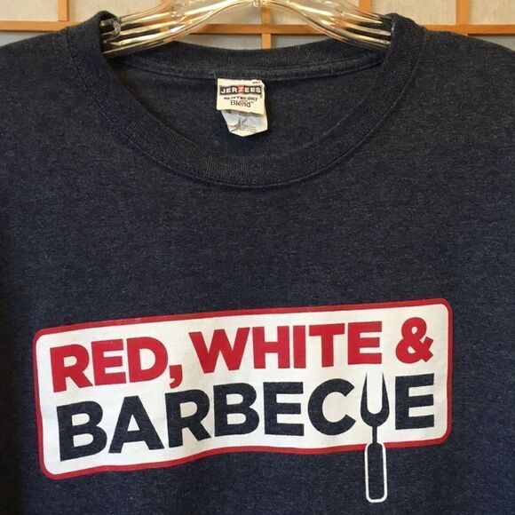 Jerzees Tee with Red, White & Barbecue Graphic - Picture 2 of 8